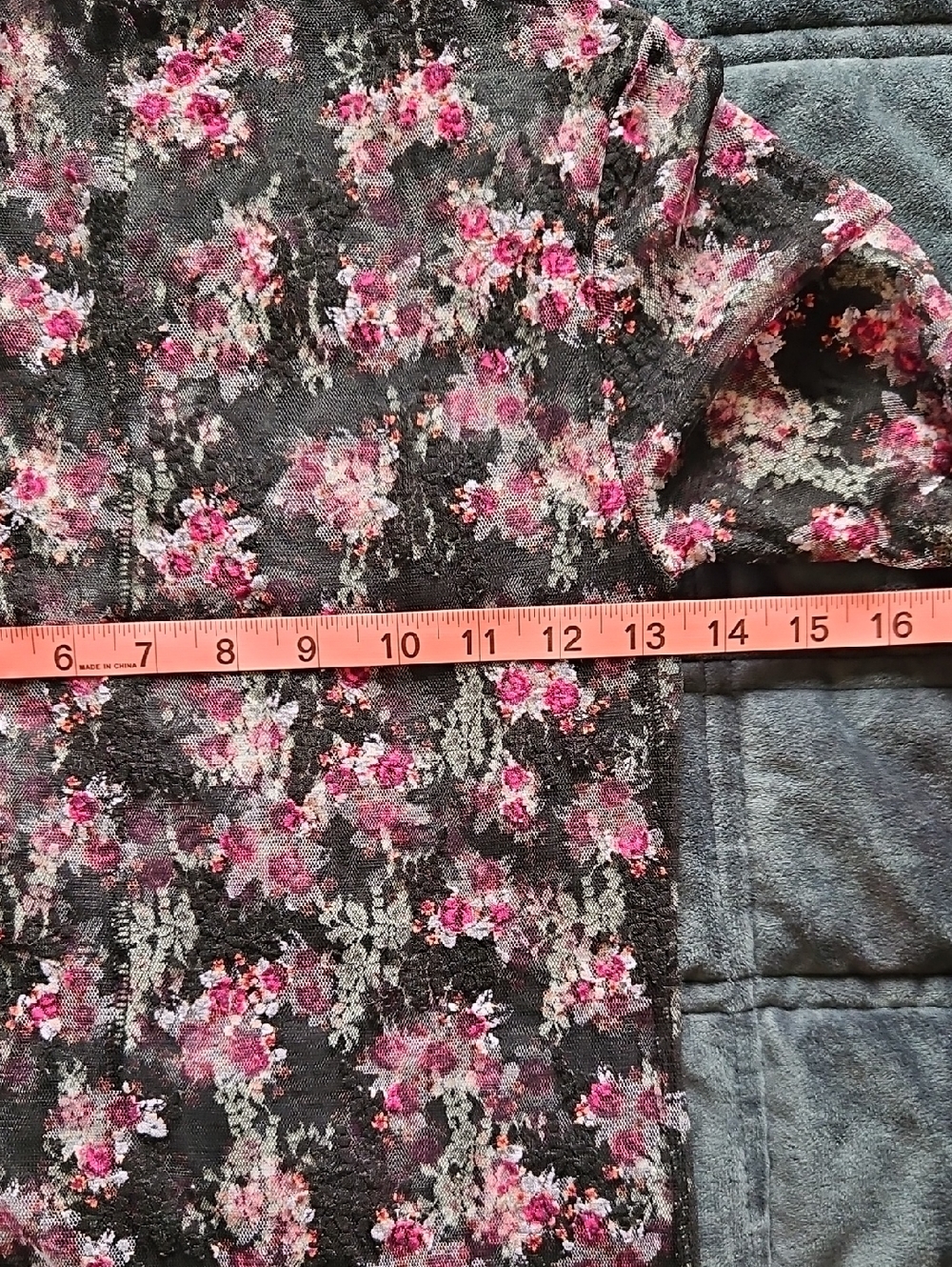 Free People Intimately Lady Lux Printed Layering Top, L, Rare Black Fuschia - Picture 6 of 10